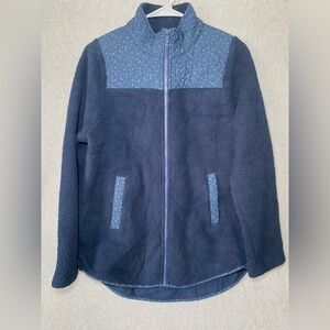 Madewell Quilted Sherpa Jacket Women's Size Small Blue Floral Fleece Full Zip